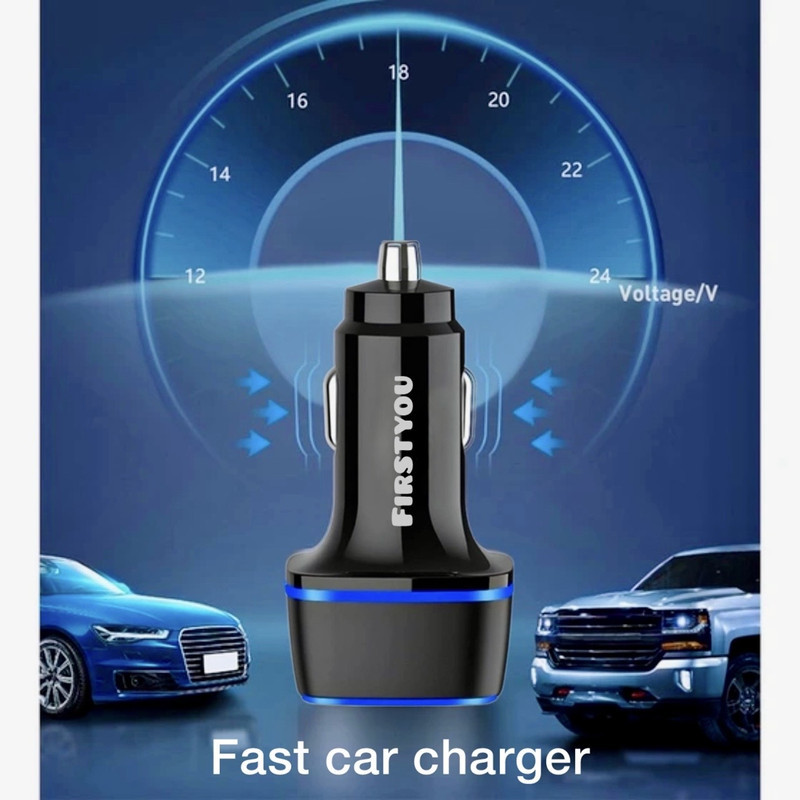 شارژر فندکی 60 وات دو پورت فرست یو مدل F022 به همراه کابل USB-C