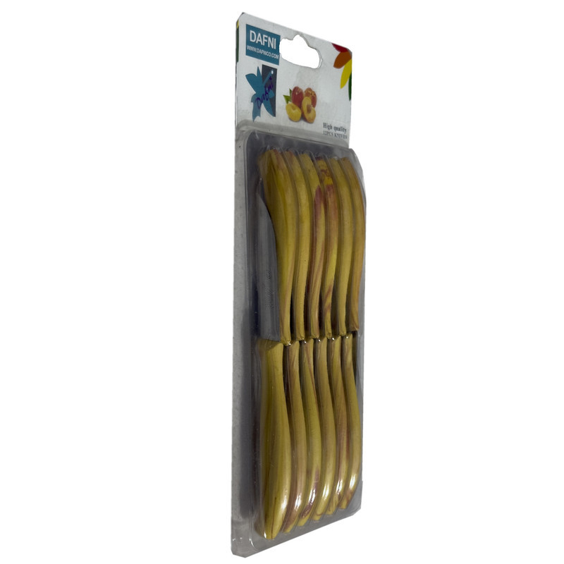 چاقو میوه خوری دفنی مدل دسته چوبی کد SMT-12PCS مجموعه 12 عددی