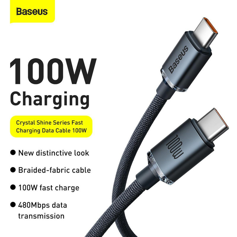 کابل USB-C باسئوس مدل Crystal Shine 100W طول 1.2 متر