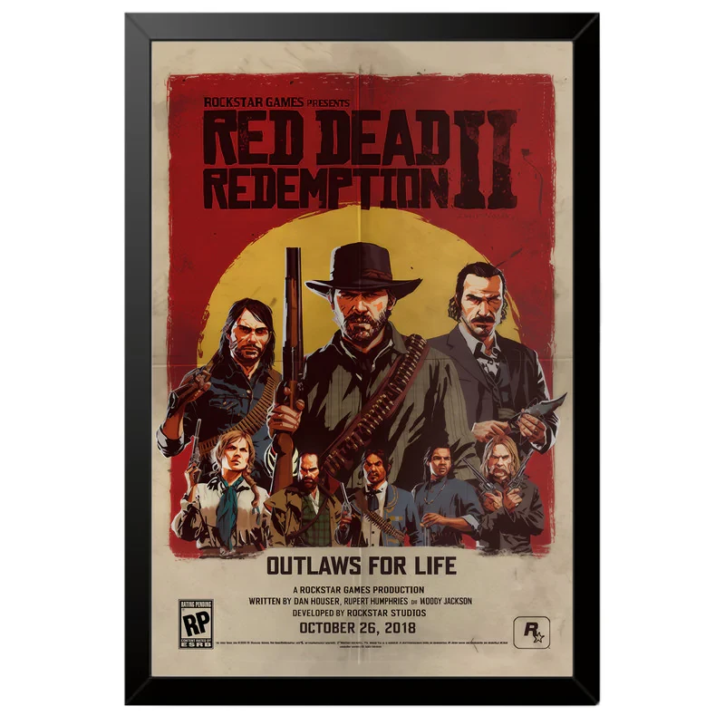 تابلو بکلیت طرح گیمینگ ردد red dead redemption 2 مدل B-po1956 فریم مشکی