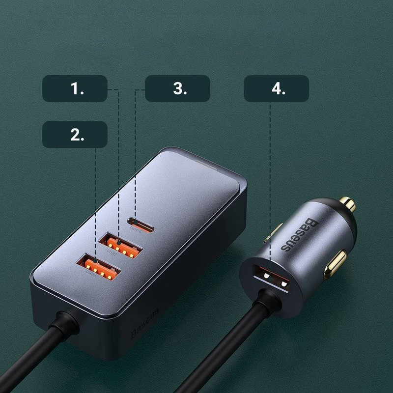 شارژر فندکی باسئوس مدل CCBT-B0G 120W