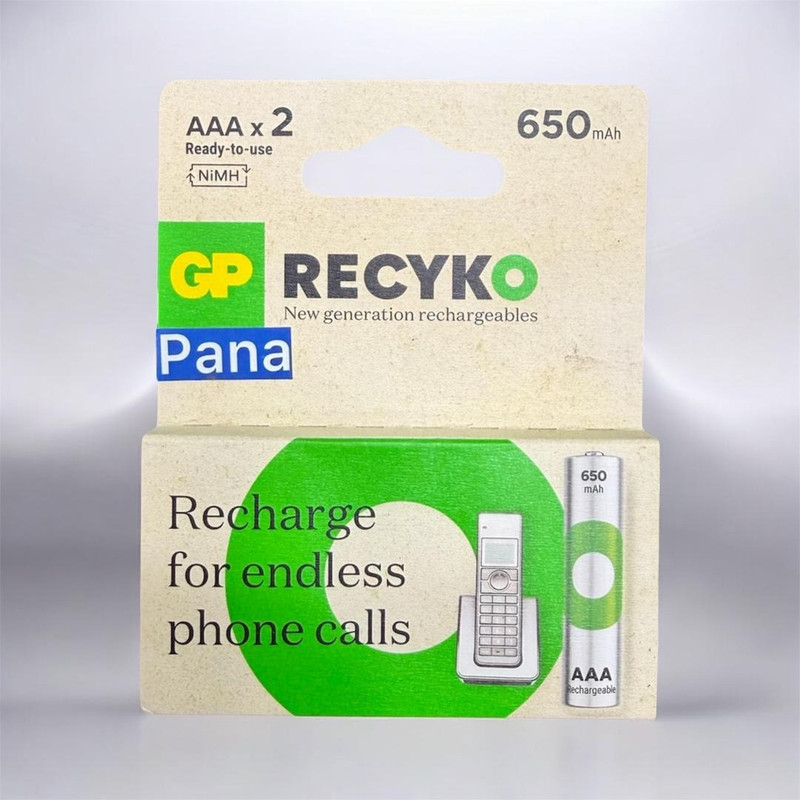 باتری نیم قلم قابل شارژ جی پی مدل 650mah  بسته 2 عددی