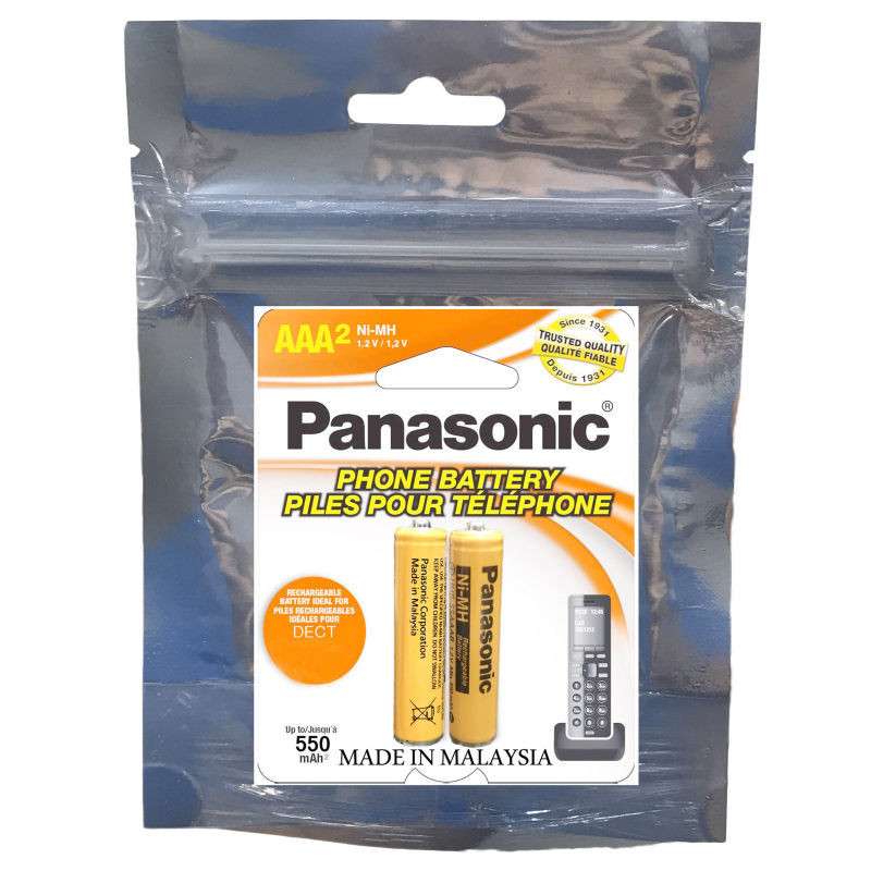 باتری نیم قلمی قابل شارژ تلفن پاناسونیک مدل (Ni-MHHHR-55AAAB(Malaysia بسته دو عددی