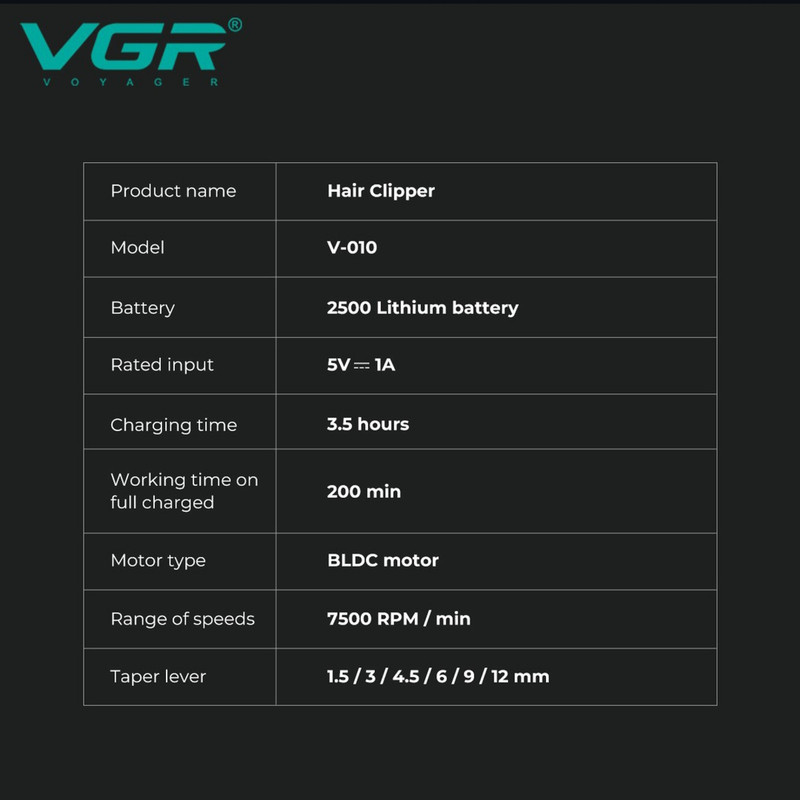 ماشین اصلاح موی سر و صورت وی جی ار مدل v-010