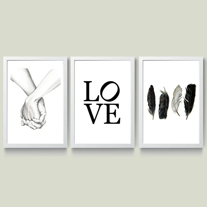 تابلو مدل مینیمال LOVE کد m2532-w مجموعه 3 عددی