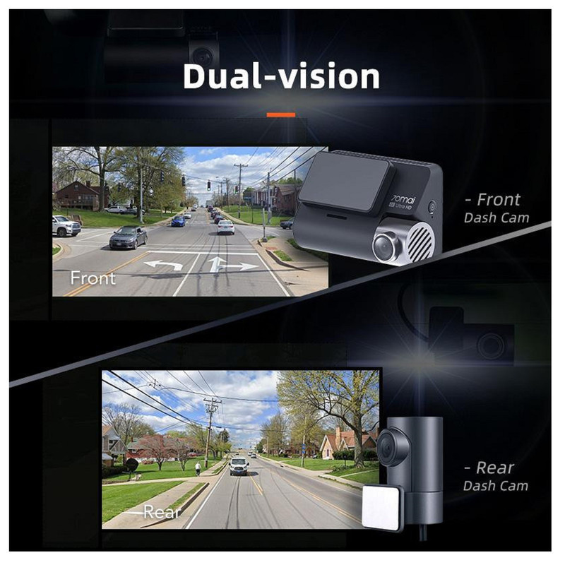 دوربین فیلم برداری سوِنتی می مدل 70mai Dual Dash Cam A800s + Rear Cam (RC06)