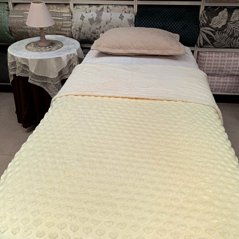 پتو دو لایه 1 نفره مدل کریستال قلبی سایز 220x160 سانتی‌متر