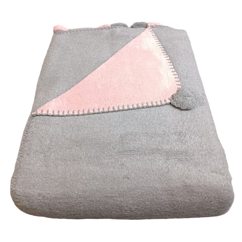 پتو ازدیلک مدل Ponponlu Pembe دو رو سایز 180×220 سانتی متر