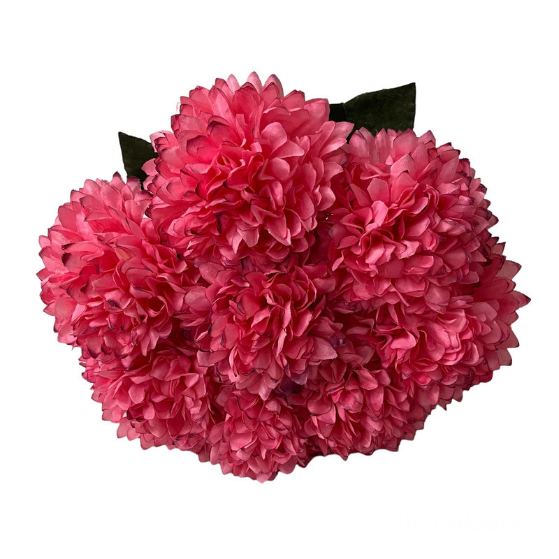 دسته گل مصنوعی گل داوودی شامل 8 شاخه، ارتفاع هر شاخه 44 cm، قطر گل 12 cm، جنس پارچه‌ای و قابل شستشو