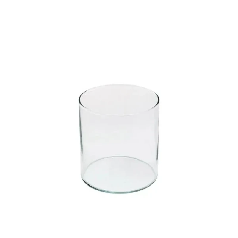 گلدان دکوری شیشه‌ای رومیزی استوانه‌ای کد 0810 مناسب گل‌های آپارتمانی با ابعاد 8×8×10 سانتی‌متر و وزن 142 گرم