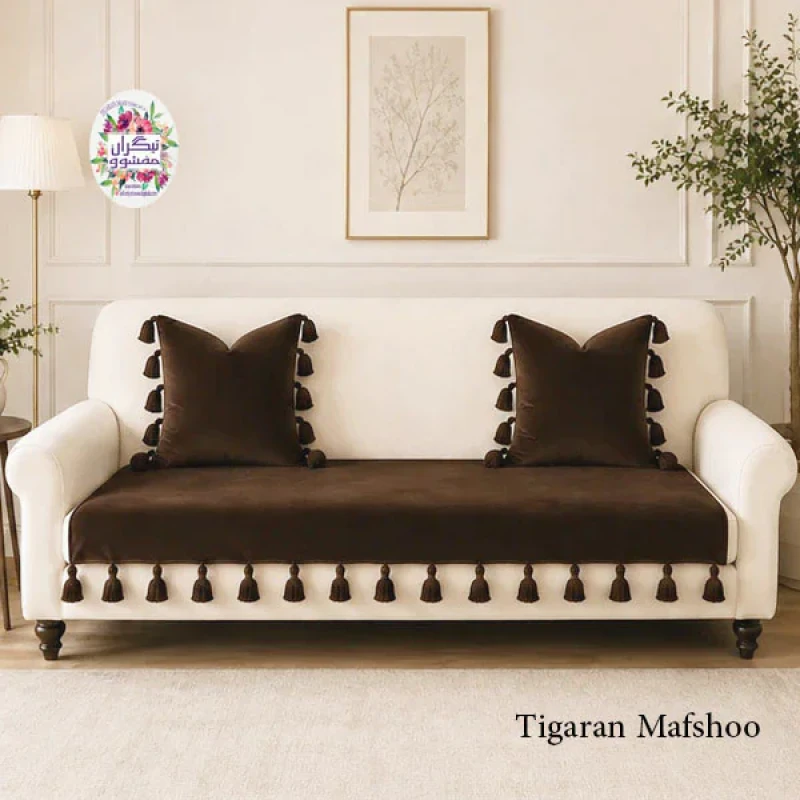 کوسن تیگران مفشوو مدل  BIGMNL سایز 38×38 سانتی متر مجموعه 2 عددی به همراه شال مبل