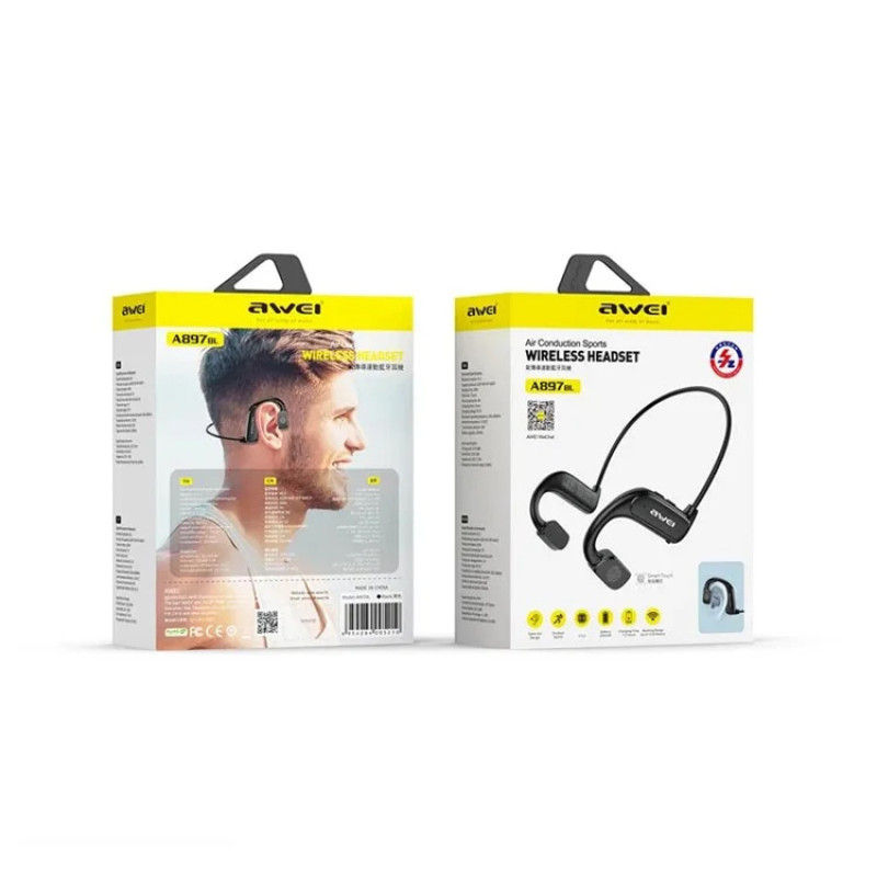 هدفون بلوتوثی گردنی مدل A897BL با نویز کنسلینگ فعال (ANC)، درگاه شارژ USB Type-C، دارای کلیدهای فیزیکی و پنل لمسی جهت مدیریت موسیقی و مکالمه، مقاوم در برابر رطوبت و عرق