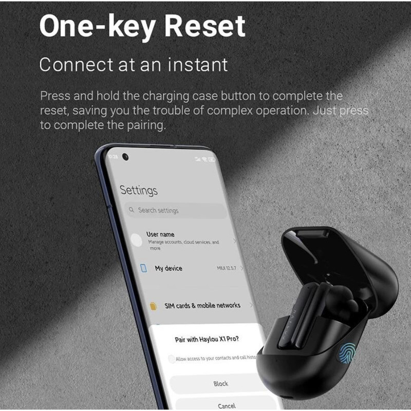 هدفون بلوتوثی هایلو مدل X1 Pro با نویز کنسلینگ فعال (ANC)، درگاه شارژ USB Type-C، دارای سه میکروفون در هر ایرباد، مقاوم در برابر پاشش آب (IPX4)