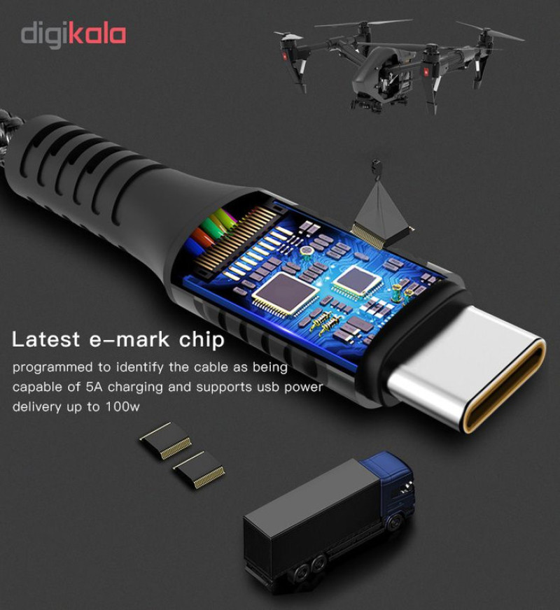کابل تبدیل USB به USB-C یسیدو مدل Ca36 طول 1.2 متر