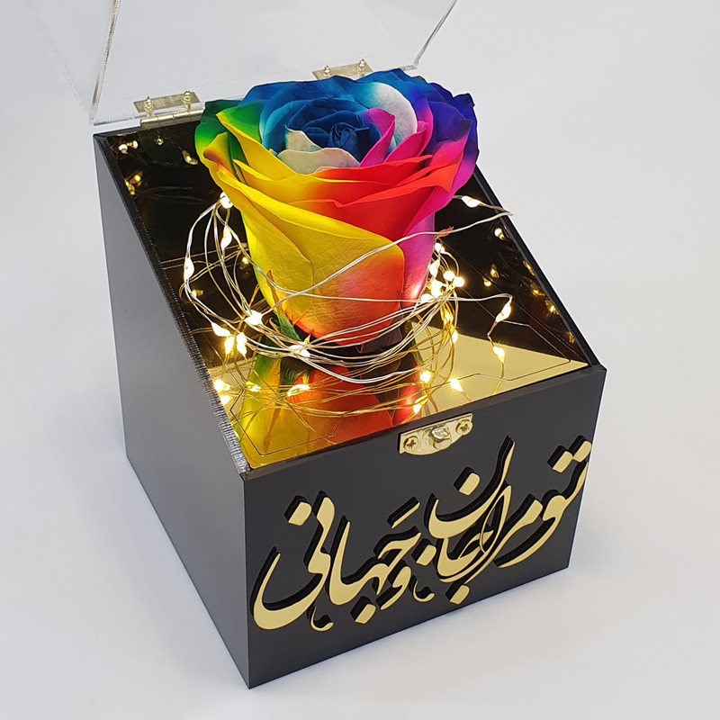 گل رز جاودان مدل گنجینه پایه بلند طرح تو مرا جان و جهانی