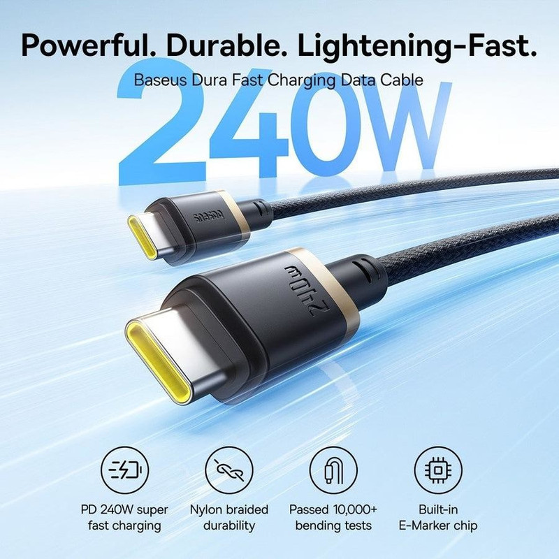 کابل تبدیل USB-C بیسوس مدل Dura Series 240W طول 1 متر