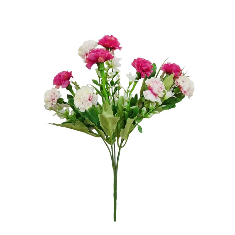 گل مصنوعی بوته میخک مینیاتور 10 عدد، ابعاد 17×17×32 سانتی‌متر، وزن 100 گرم