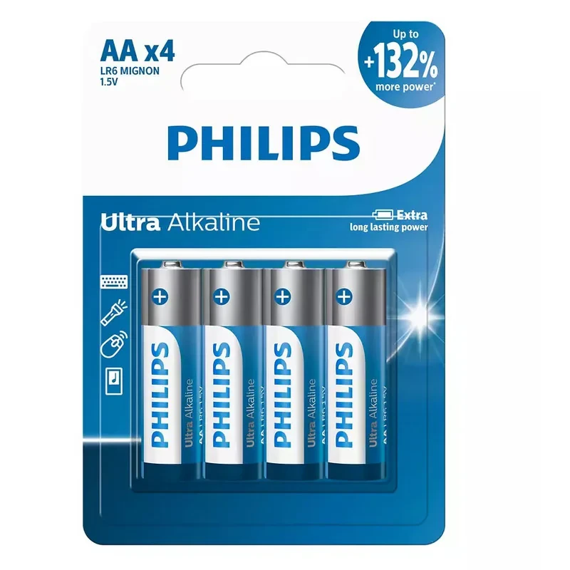 باتری قلمی فیلیپس مدل Ultra Alkaline LR6E4B40 بسته چهار عددی