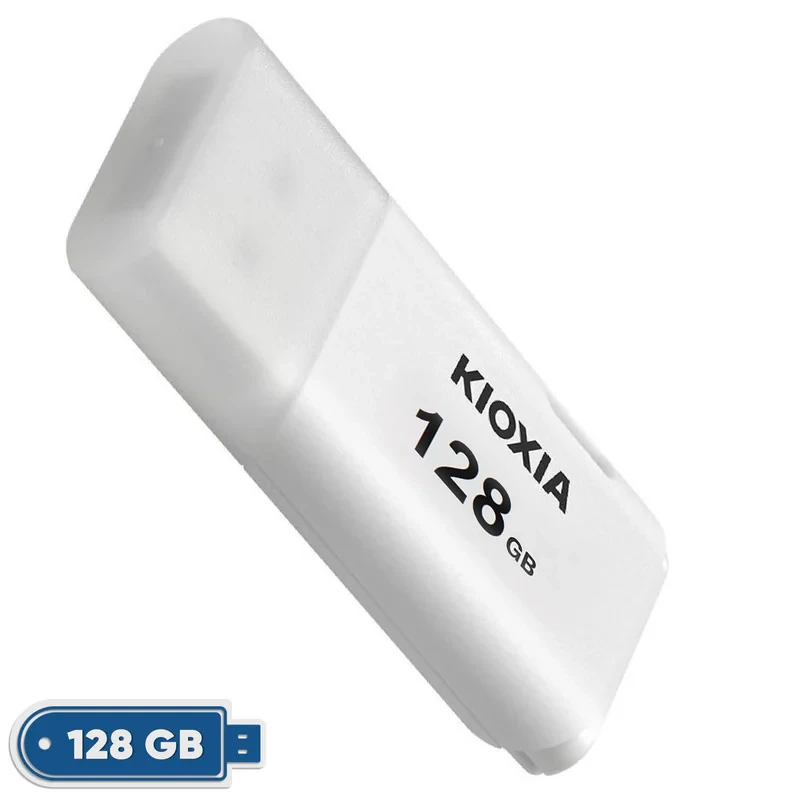 فلش مموری کیوکسیا مدل U202 ظرفیت 128 گیگابایت درپوش‌دار با رابط USB 2.0 و سرعت انتقال 30 مگابایت بر ثانیه، سازگار با کامپیوتر، لپ‌تاپ، موبایل، تبلت و تلویزیون