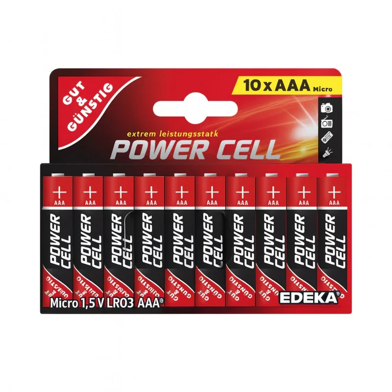 باتری نیم قلمی پاور سل مدل LR03 AAA 1.5V Alkaline بسته 10 عددی