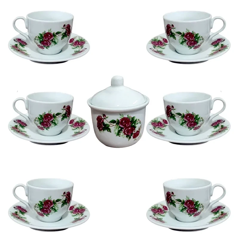 سرويس چای خوری 14 پارچه مرجان مدل گل سرخی کد 7200510281