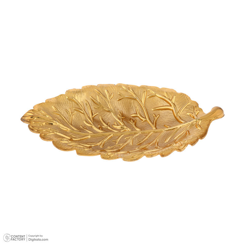 ظرف سرو فلزی دسرخوری طرح برگ فانتزی زارا گیفت مدل خرماخوری کد ZR09 با طراحی مدرن، مناسب سرو خرما و تنقلات، ساخت ایران و قابل شست‌وشو با دست