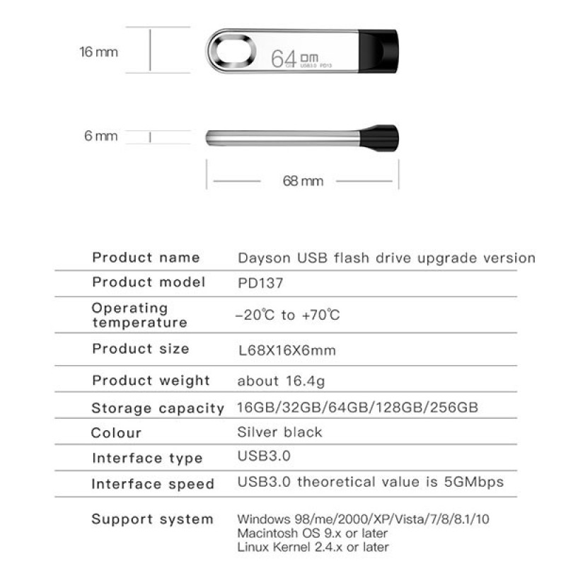 فلش مموریUSB3.0 دی ام مدل PD137 ظرفیت 128 گیگابایت