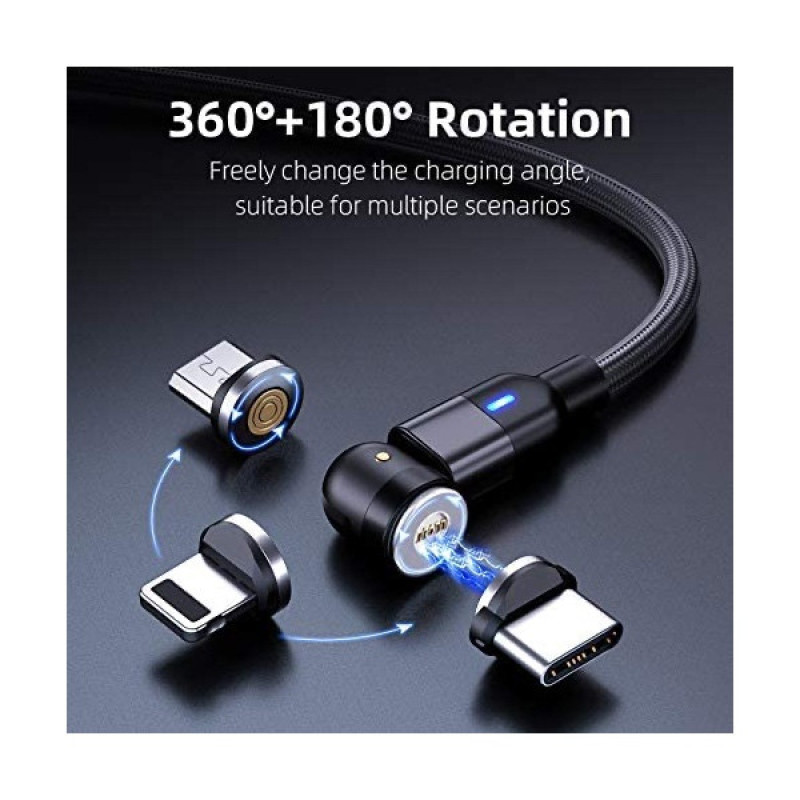 کابل تبدیل USB به MicroUSBUSB-Cلایتنینگ مدل 3:1 Magnetic طول 1 متر