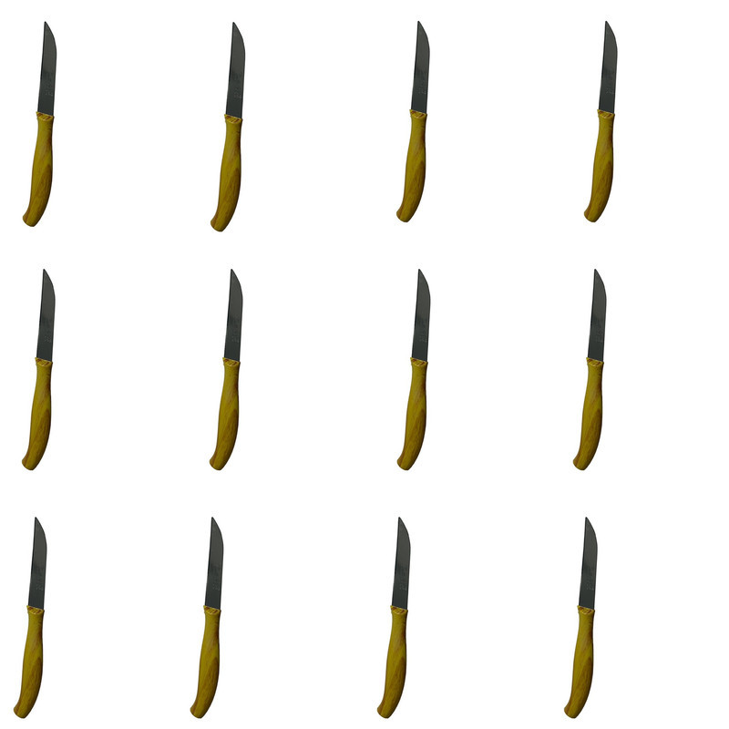 چاقو میوه خوری دفنی مدل دسته چوبی کد SMT-12PCS مجموعه 12 عددی