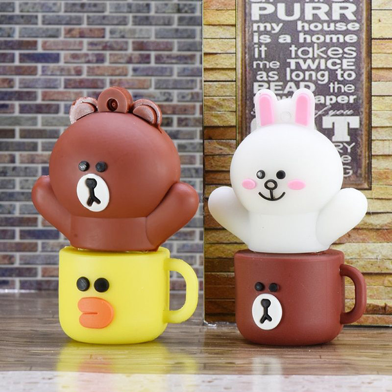 فلش مموری طرح خرس براون و کانی مدل Ul-Line friends ظرفیت 128 گیگابایت مجموعه دو عددی