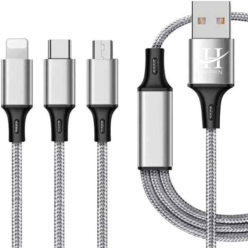 کابل تبدیل USB به microUSBلایتنینگUSB-C هارمن مدل ONLY CHARGE طول 1 متر
