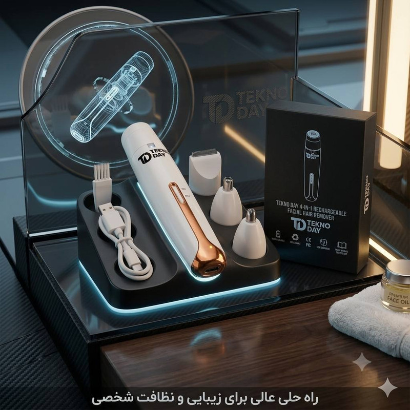ماشین اصلاح شارژی موی بدن بانوان تکنودی مدل ۴ کاره