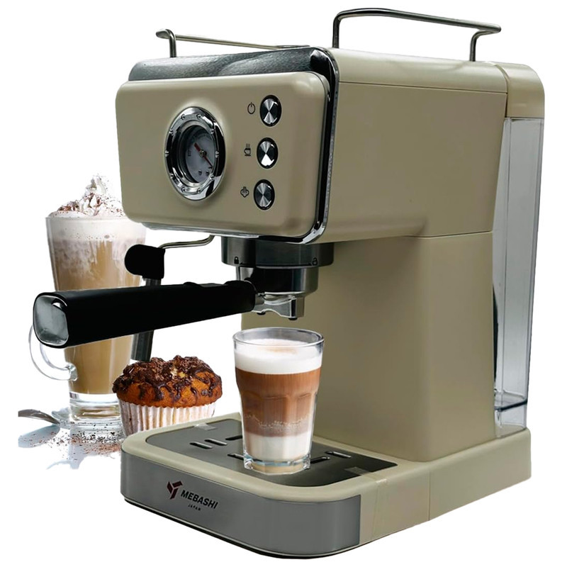 اسپرسوساز 1500 میلی‌لیتری مباشی مدل ME-ECM2105، مناسب تهیه اسپرسو، کاپوچینو و لاته، سینی چکه‌گیر