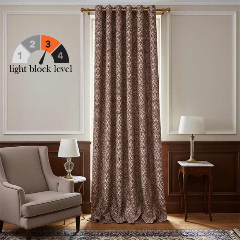 پرده پانچ تیکو دکو مدل ساتن ژاکارت طرحدار ابریشم بافت دار  سایز 280x300 سانتی‌متر