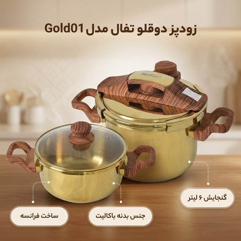 زودپز دوقلو تفال مدل Gold01
