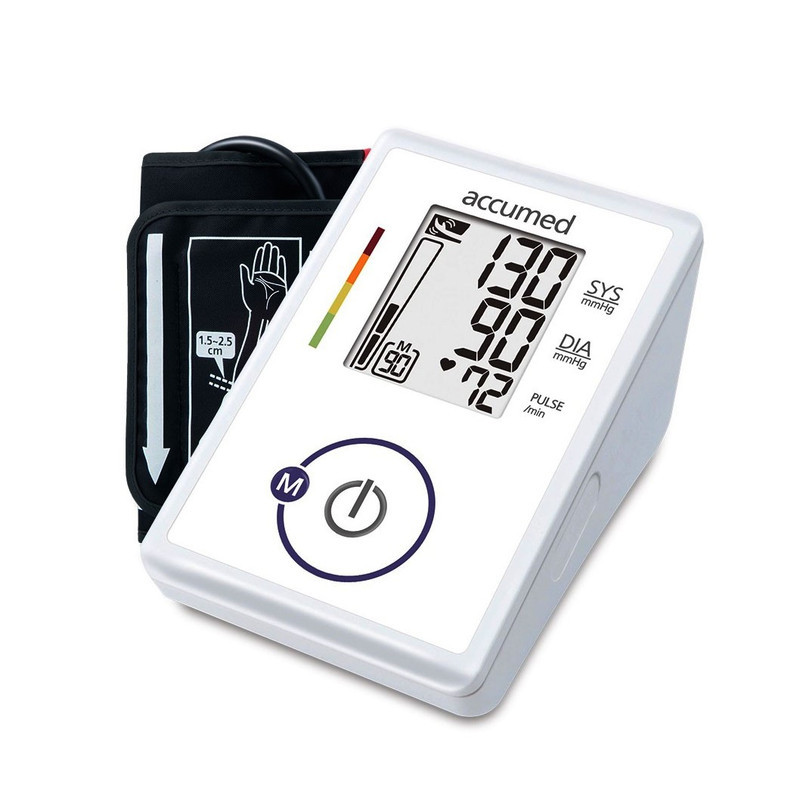 فشارسنج بازویی دیجیتال اکیومد مدل CG-165 با نمایشگر LCD بزرگ، حافظه 90 عددی، محاسبه میانگین 3 نتیجه آخر و اندازه‌گیری ضربان قلب 40 تا 200 ضربه در دقیقه