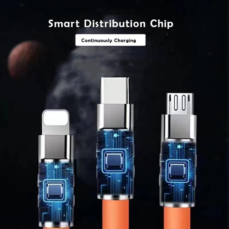 کابل تبدیل USB به micro USB  لایتنینگ  USB-C پسنجر لاین مدل 3in1 ZINC ALLOY 120W طول 1.2 متر