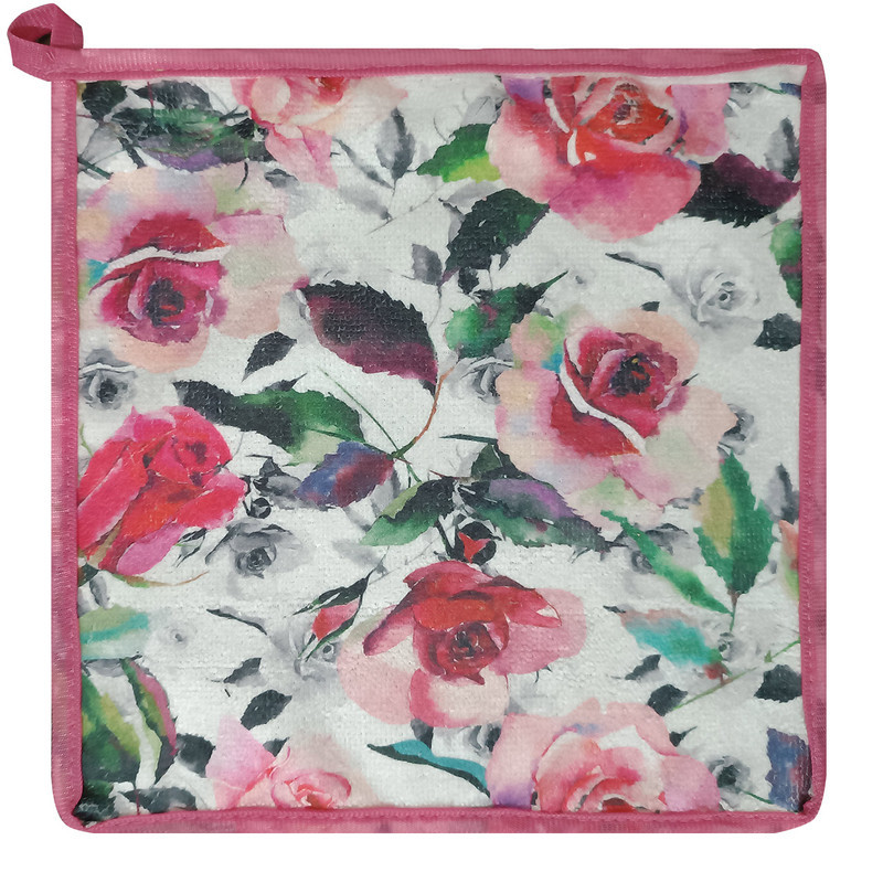 دستمال نظافت آشپزخانه بی تی مدل میکروفایبر لوکس طرح گل کد 25x25W277 بسته 4 عددی