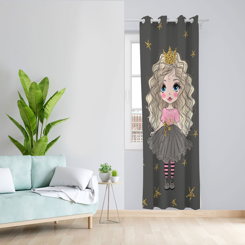پرده مدل دخترانه مخمل پانچی کد 1003 سایز 140x280 سانتی متر