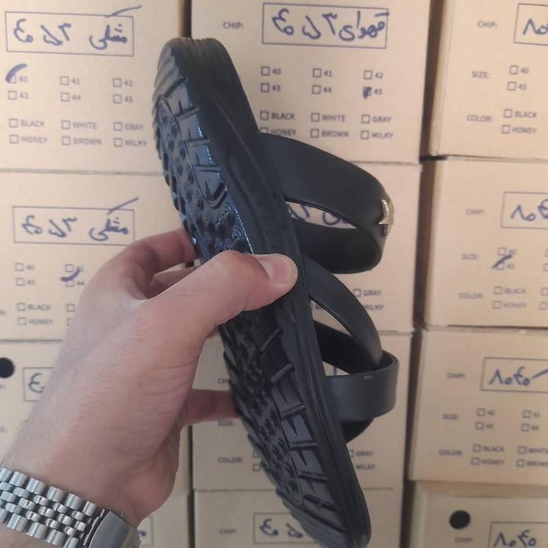 دمپایی لاانگشتی مردانه چرم مصنوعی مدل طبی روز اذرخش