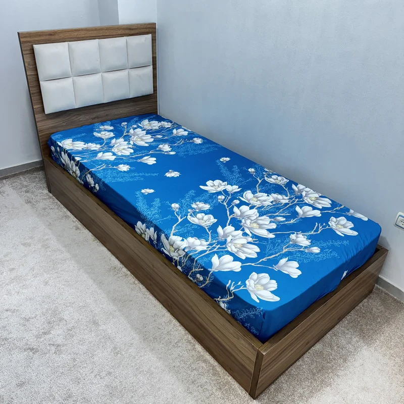 ملحفه ناتوسا مدل کشدار ارکیده یک نفره سایز 90x200 سانتی متر