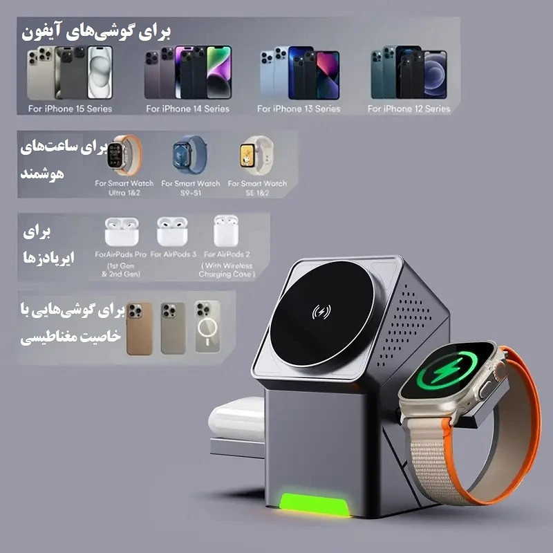 پایه شارژ رومیزی وایرلس مدل wireless charging 15W - R7