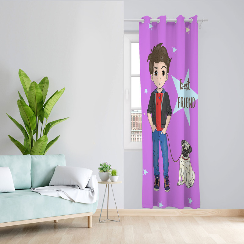 پرده مدل اتاق کودک مخمل پانچی طرح پسرانه کد 4694 سایز 140x280 سانتی متر