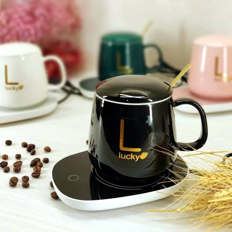 ماگ حرارتی لاکی مدل Temperature Plus به همراه صفحه گرم‌کن برقی