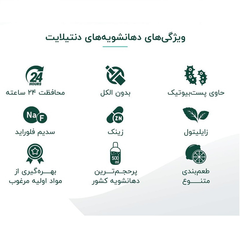 دهان شویه دنتیلایت مدل پست بیوتیک حجم 500 میلی‌لیتر