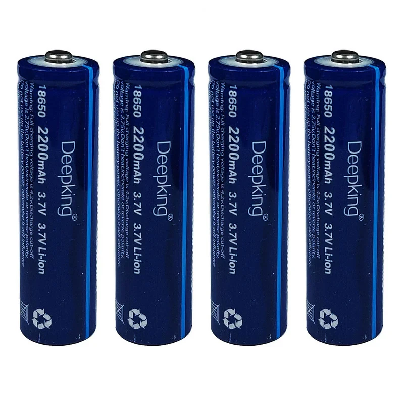 باتری لیتیوم یون قابل شارژ دیپ کینگ مدل BB-18650 ظرفیت 2200 میلی آمپر ساعت بسته 4 عددی