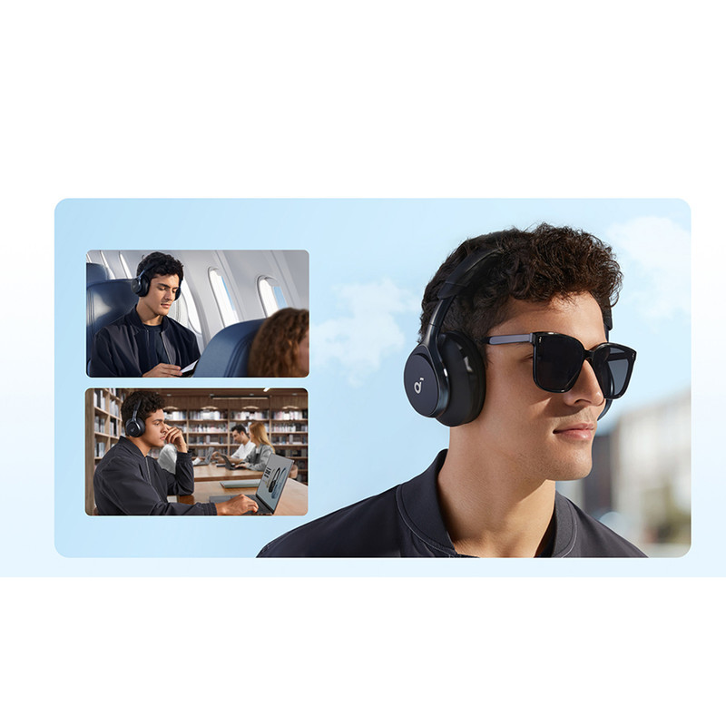 هدفون بی‌سیم انکر مدل Space One با نویز کنسلینگ فعال (ANC)، درگاه شارژ USB Type-C، مقاوم در برابر رطوبت و عرق