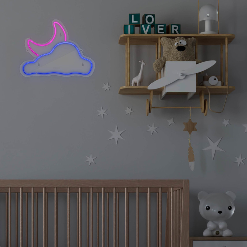 چراغ دیواری نئون دیزاین طرح Cloud-Vs-Moon_MLC