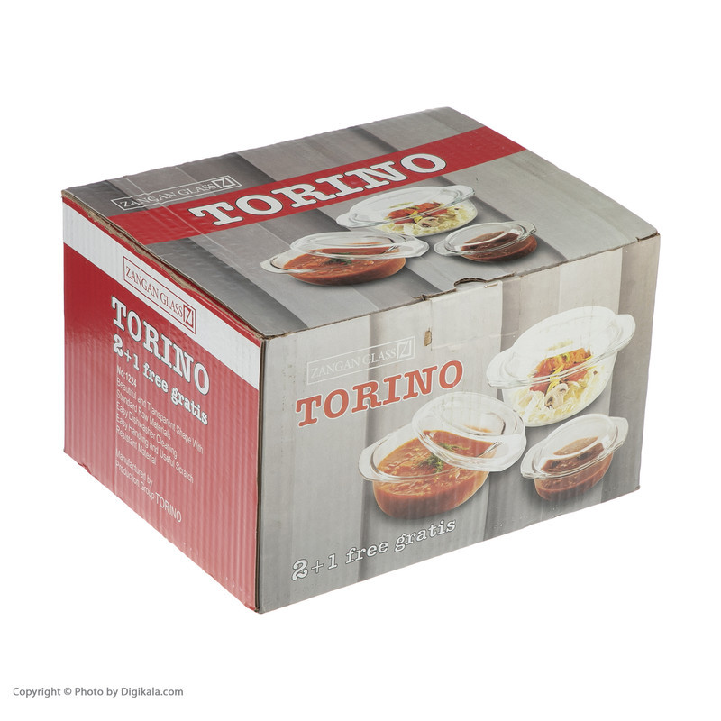 ظرف پخت زنجان گلس مدل Torino مجموعه 3 عددی
