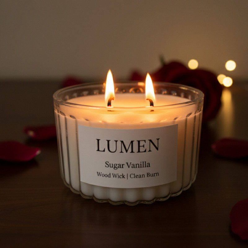 شمع دستساز معطر مدل lumen با رایحه وانیل زمان اتمام ۴۰ ساعت